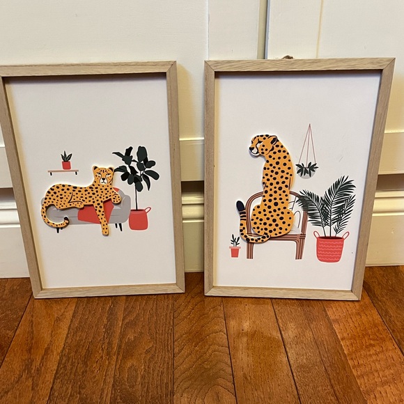 Other - NWOT - Cheetah Framed Wall Art, Bundle of 2